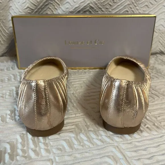 NWB Louise et Cie Lo Ashlin Leather Rose Gold Ballet Flats 8.5M Suede Inside