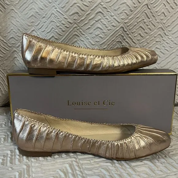 NWB Louise et Cie Lo Ashlin Leather Rose Gold Ballet Flats 8.5M Suede Inside