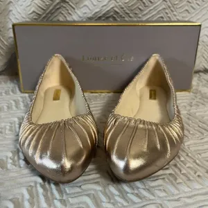 NWB Louise et Cie Lo Ashlin Leather Rose Gold Ballet Flats 8.5M Suede Inside