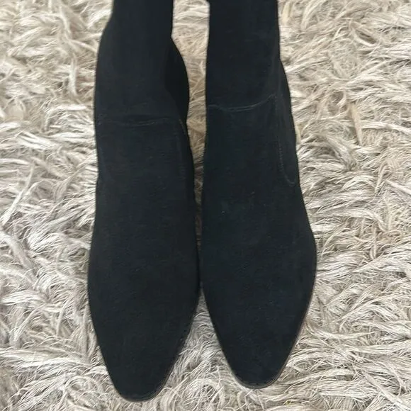 NWOB Michael Kors Harlow Black Suede Cuban Heel Over The Knee Boots size 6