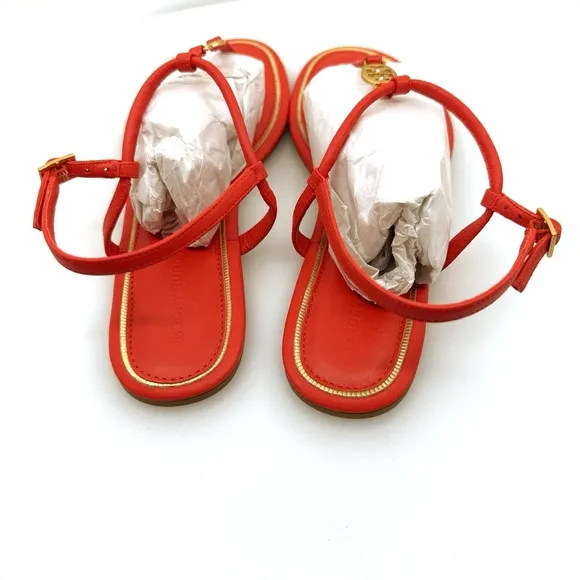 NWOB Tory Burch Emmy Sandals with Metallic Embellishment Color: Bright Samba 7.5
