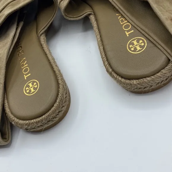 NWOB Tory‎ Burch Suede Slingback Espadrilles InLeccio Tan Size 5