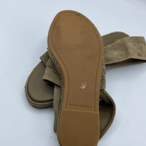 NWOB Tory‎ Burch Suede Slingback Espadrilles InLeccio Tan Size 5