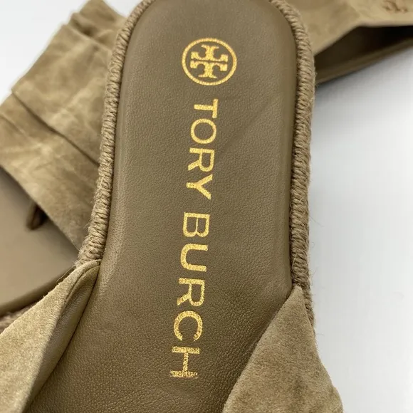 NWOB Tory‎ Burch Suede Slingback Espadrilles InLeccio Tan Size 5