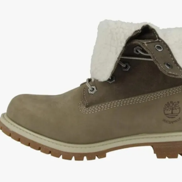 NWOT Authentic Timberland Women's Teddy Fleece Fold Down Taupe Boots