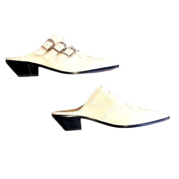 NWOT Joie Cabery Western Block Heel Slip-On Mule Loafer Slides size 8.5