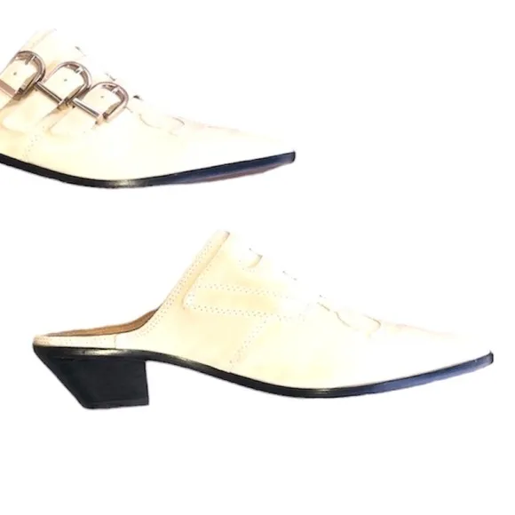 NWOT Joie Cabery Western Block Heel Slip-On Mule Loafer Slides size 8.5
