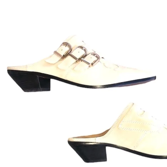 NWOT Joie Cabery Western Block Heel Slip-On Mule Loafer Slides size 8.5