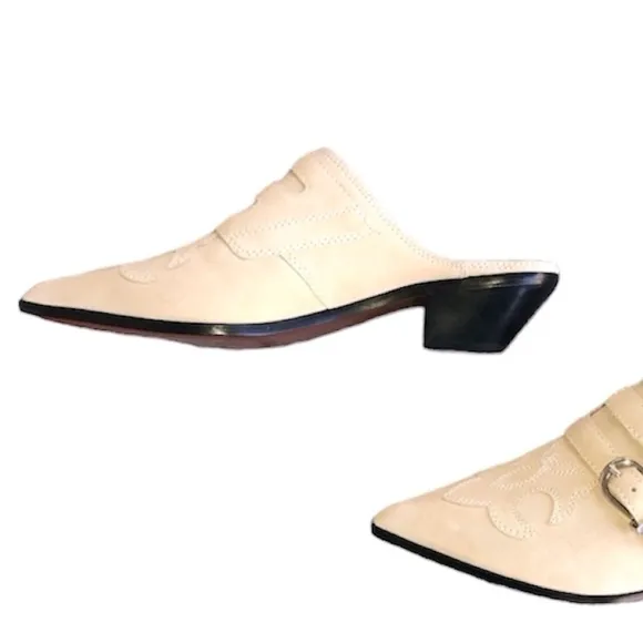 NWOT Joie Cabery Western Block Heel Slip-On Mule Loafer Slides size 8.5