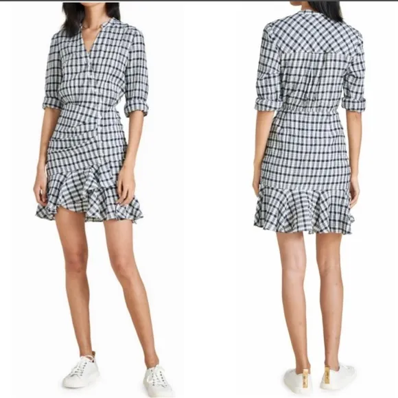 NWOT Veronica Beard Sherry Checked Wrap Shirt Dress