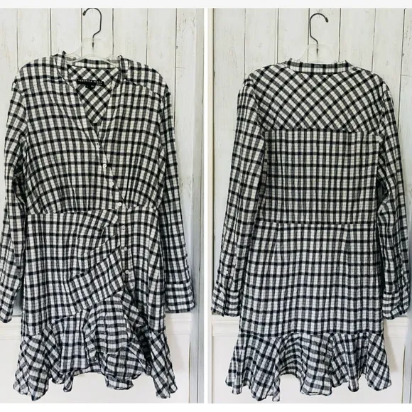 NWOT Veronica Beard Sherry Checked Wrap Shirt Dress