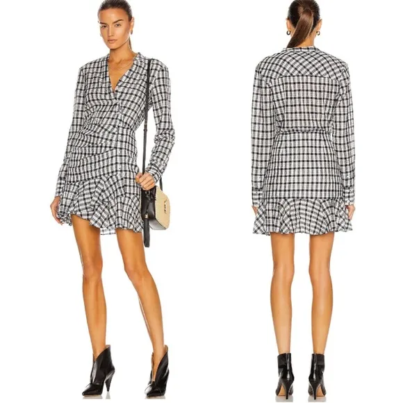 NWOT Veronica Beard Sherry Checked Wrap Shirt Dress