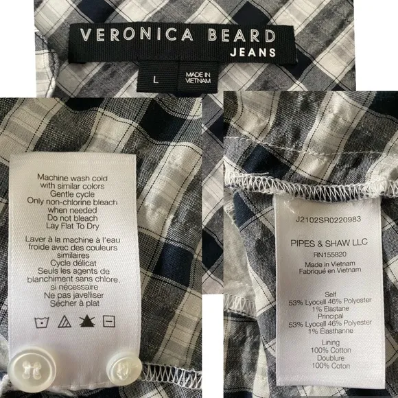 NWOT Veronica Beard Sherry Checked Wrap Shirt Dress