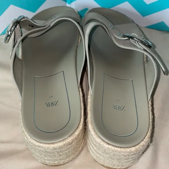 NWOT Zara Suede Criss Cross Strap Platform Espadrille Sandals