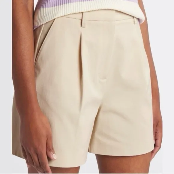 NWT 41 Hawthorn Becca High Rise Pleated Shorts Whitecap Gray Size 12