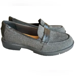 NWT Clarks Westlynn Bay Black Tweed Combi Loafers, Size 8.5, Classic Style
