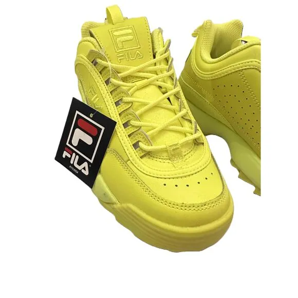 NWT Fila Disruptor II Wedge Sneakers Womens Size 7 Neon LowTop LaceUp