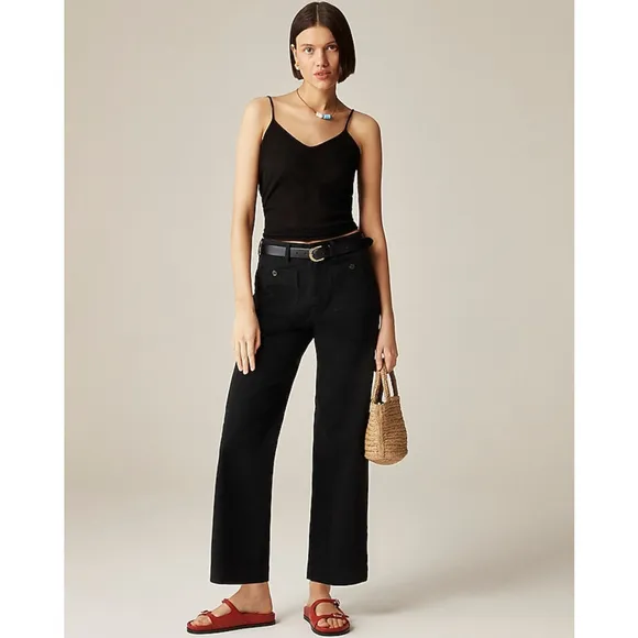 NWT J.Crew Sailor Slim Wide-Leg Chino Pants Black Size 25 | High Rise