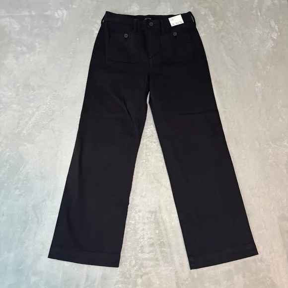 NWT J.Crew Sailor Slim Wide-Leg Chino Pants Black Size 25 | High Rise