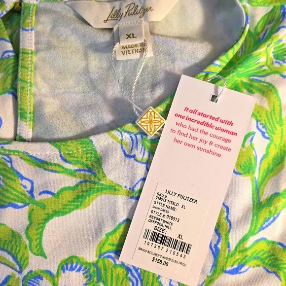 NWT Lilly Pulitzer Shaw Dress  Resort White Daffodil Hill SIZE XL