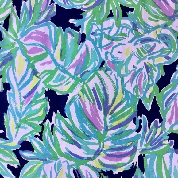 NWT Lilly Pulitzer Shia Skirt Resort Navy Uptown Trunk Palm Print Midi XS