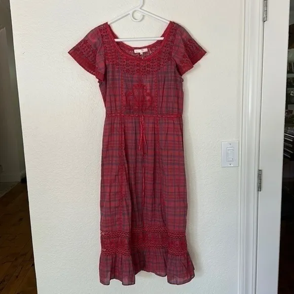 NWT Love Shack Fancy LFT Madeline Midi Moody Ruby LOVESHACKFANCY Small $265