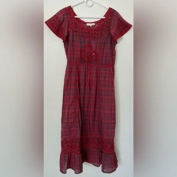 NWT Love Shack Fancy LFT Madeline Midi Moody Ruby LOVESHACKFANCY Small $265