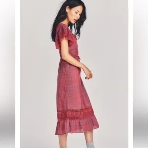 NWT Love Shack Fancy LFT Madeline Midi Moody Ruby LOVESHACKFANCY Small $265
