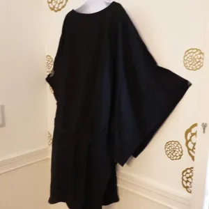 (NWT) Natori Solid Crepe Dress Black Kimono Midi Dress 2X