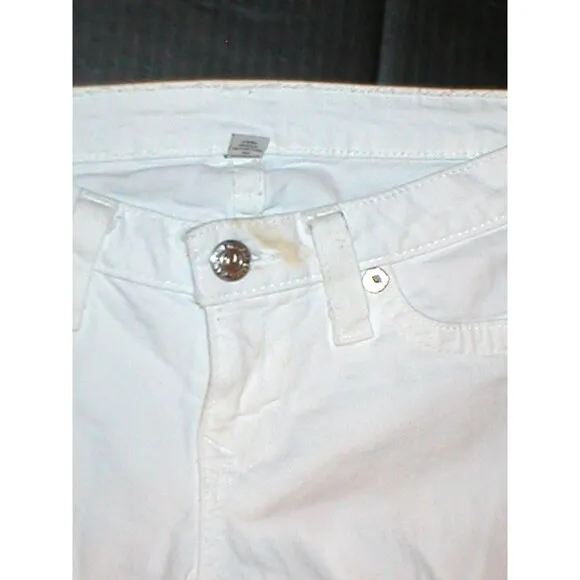 NWT New Womens True Religion Destroyed Jeans Skinny White Mid Designer Patch 28