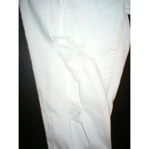 NWT New Womens True Religion Destroyed Jeans Skinny White Mid Designer Patch 28