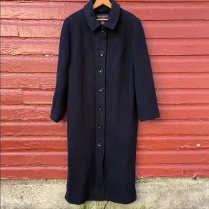 NWT QVC Centigrade Black 100% Wool 7-Button Long Full Length Coat Women’s Size L