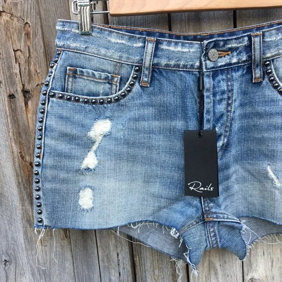 NWT Rails Austin Studs Jean Short Medium Vintage Blue 27