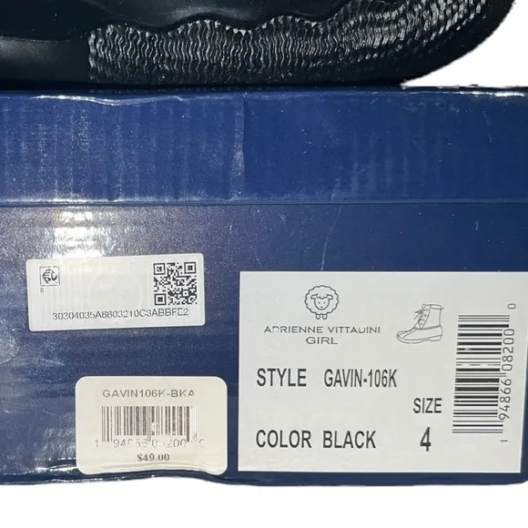 NWT | SIZE 4 YOUTH | Adrienne Vittadini Youth Girls Gavin Duck Boots Black