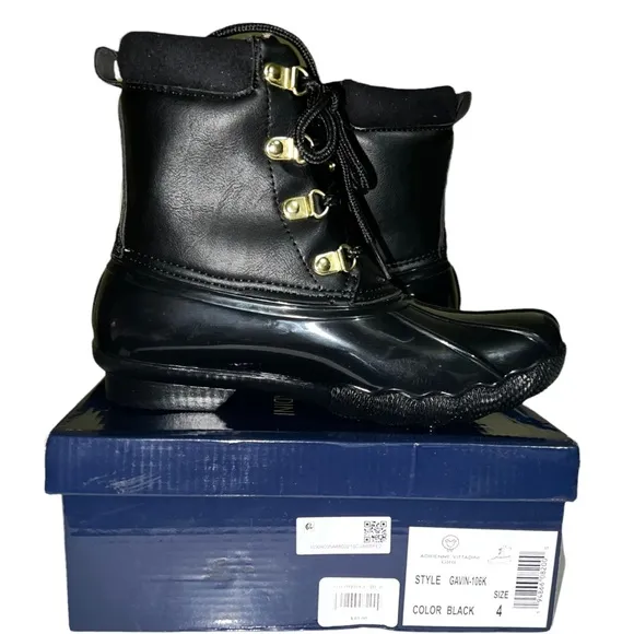 NWT | SIZE 4 YOUTH | Adrienne Vittadini Youth Girls Gavin Duck Boots Black