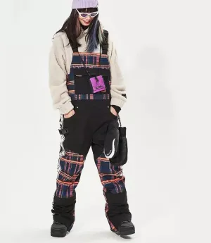 NWT ski snow bib black snowboarding overalls crackling fire vector plaid waterproof adjustable warm skiwear shore and SKYLINE 2024 ski-bib