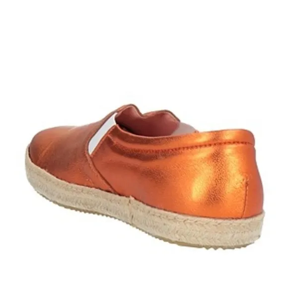 NWT Studio Pollini Espadrilles Metallic Orange Leather