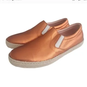 NWT Studio Pollini Espadrilles Metallic Orange Leather