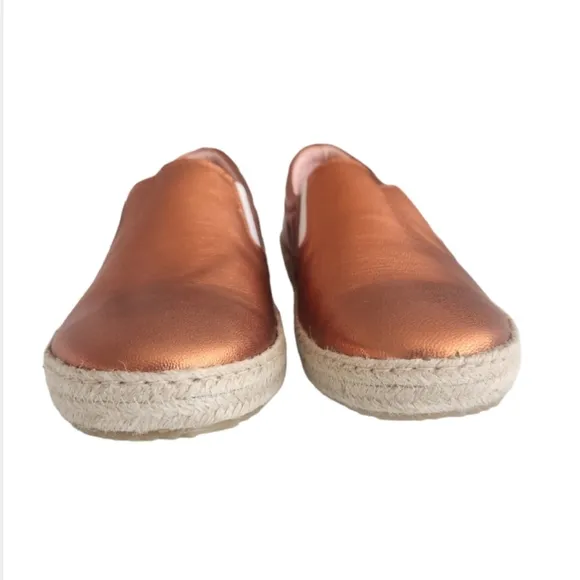 NWT Studio Pollini Espadrilles Metallic Orange Leather