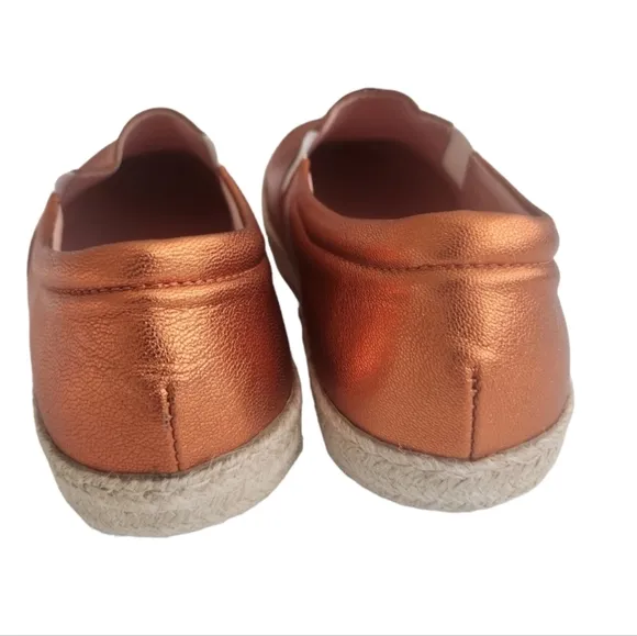 NWT Studio Pollini Espadrilles Metallic Orange Leather