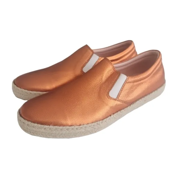 NWT Studio Pollini Espadrilles Metallic Orange Leather
