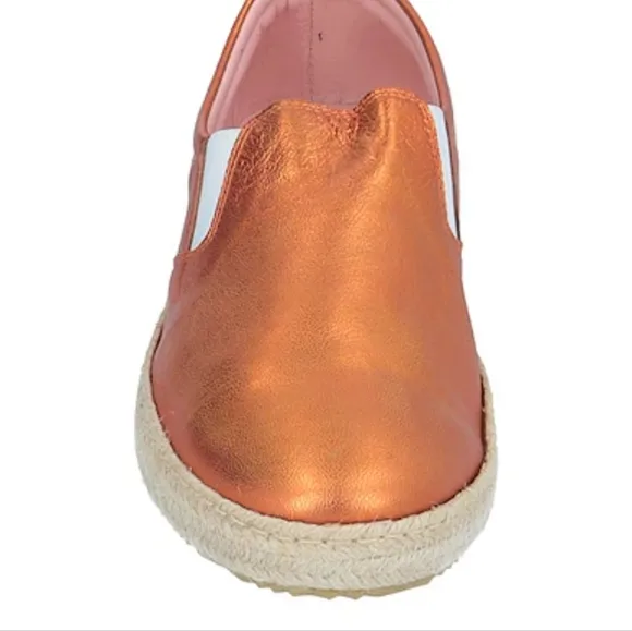 NWT Studio Pollini Espadrilles Metallic Orange Leather