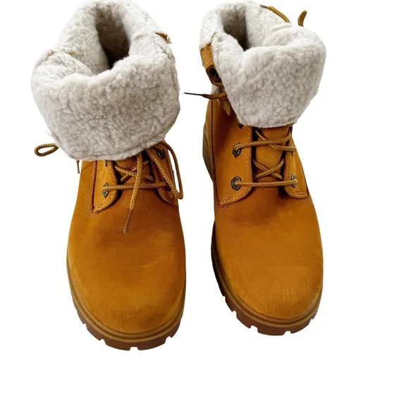 NWT Timberland Women’s Leather Authentics Fleece Fold-Down Ankle Boot Size 6