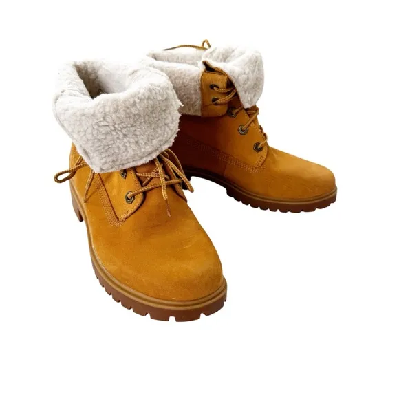 NWT Timberland Women’s Leather Authentics Fleece Fold-Down Ankle Boot Size 6