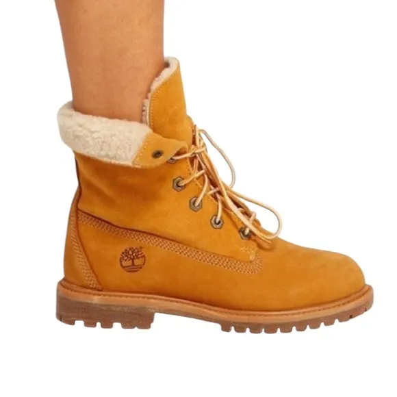 NWT Timberland Women’s Leather Authentics Fleece Fold-Down Ankle Boot Size 6