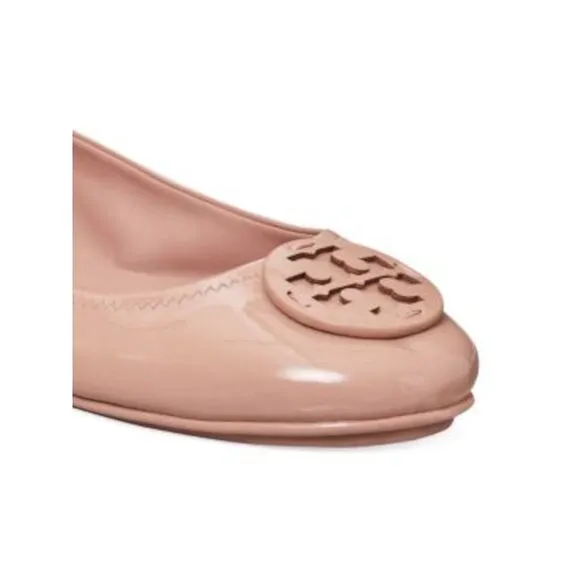 NWT TORY BURCH Womens Beige Minnie Travel Slip On Leather Ballet Flats 9.5 M