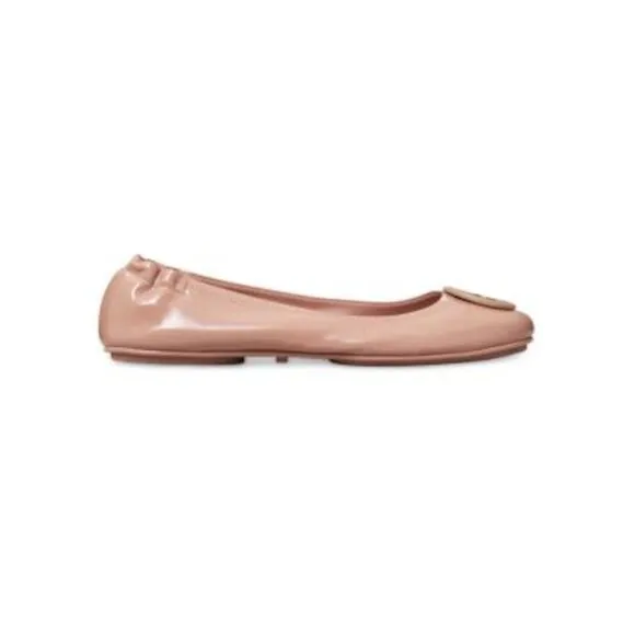 NWT TORY BURCH Womens Beige Minnie Travel Slip On Leather Ballet Flats 9.5 M
