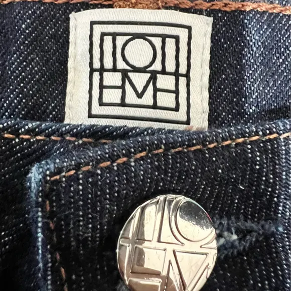 NWT TOTEME barrel leg denim raw blue full length high rise jeans 29x 34 *read