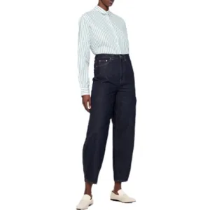 NWT TOTEME barrel leg denim raw blue full length high rise jeans 29x 34 *read