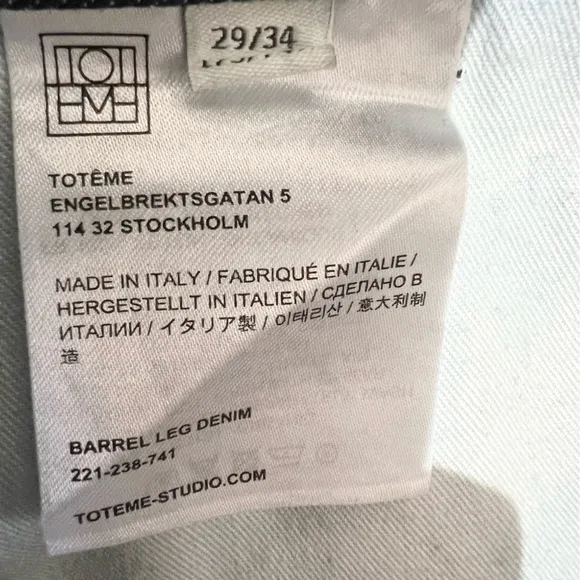 NWT TOTEME barrel leg denim raw blue full length high rise jeans 29x 34 *read